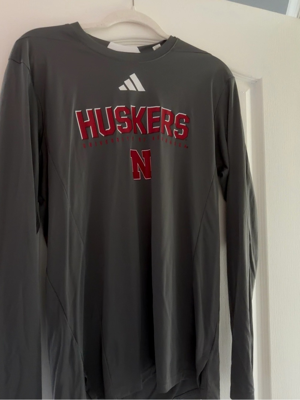 adidas Gray Huskers Long Sleeve dri fit tee